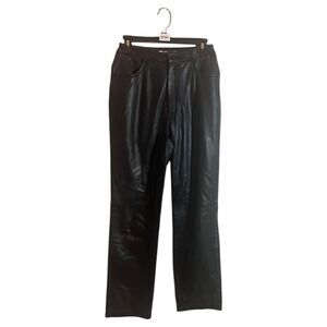 Real Clothes Motorcycle Pants Black Genuine Leather High Rise Women's Size 10
